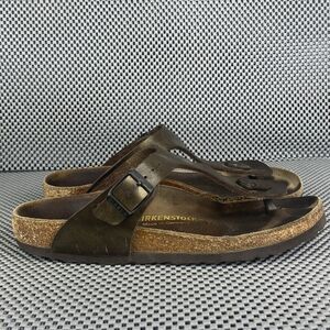 Birkenstock Gizah Sandals 38 L7 M5 Bronze Slide Thong Buckle Made In Germany